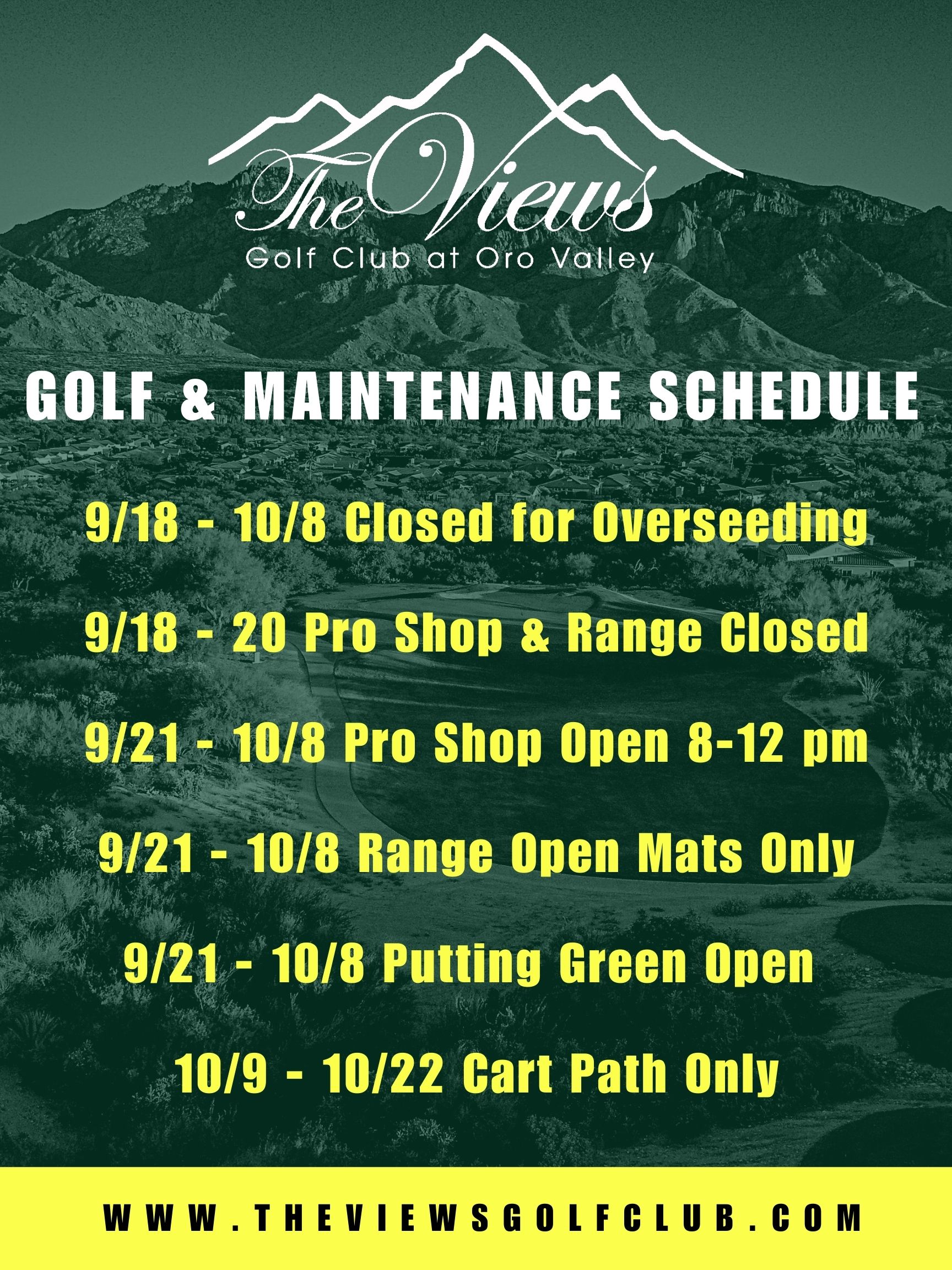 Golf Maintenance schedule 2023