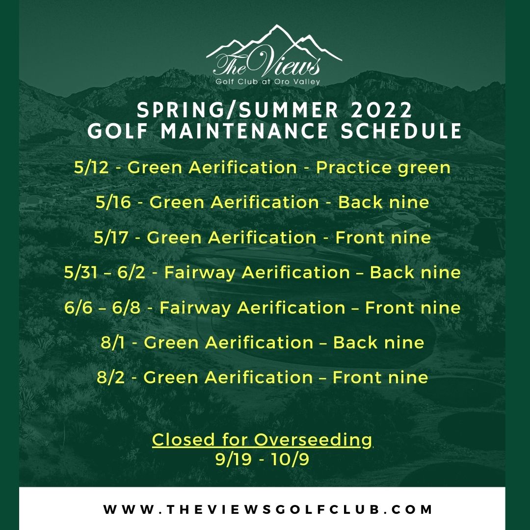 springsummer 2022 golf maintenance schedule f Instagram Post